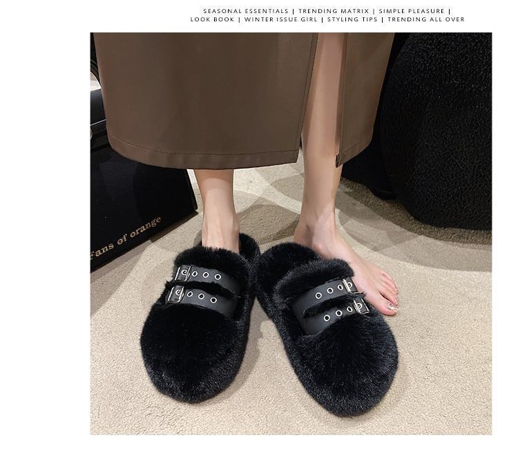 Sandals Fleece Buckled Platform