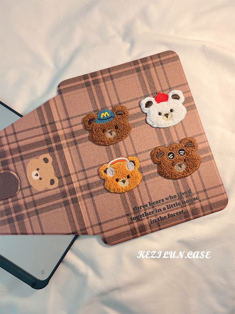 iPad Plaid Case Bear