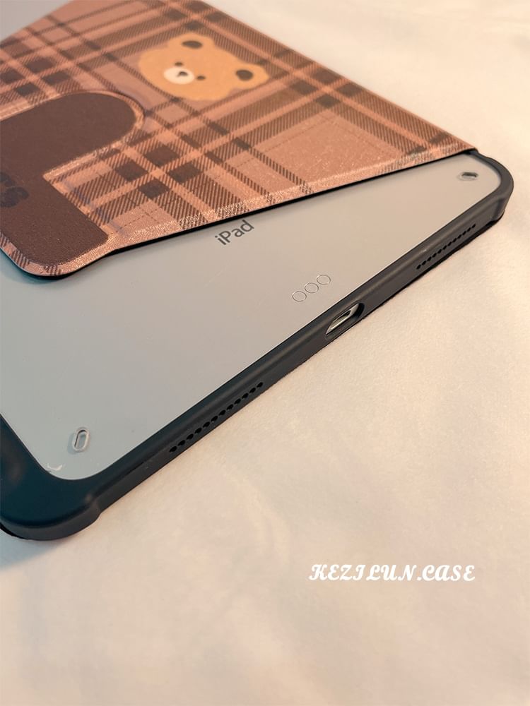 iPad Bear Case Plaid