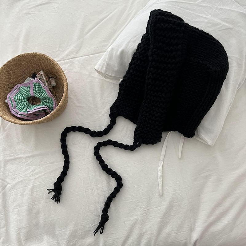 Plain Earflap Knit Hat