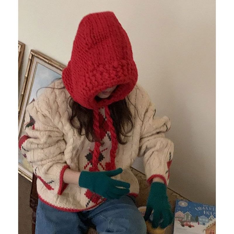 Plain Earflap Knit Hat