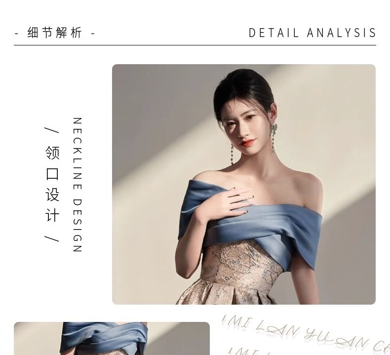 Criss Gown Cross Evening Floral Off-Shoulder A-Line Jacquard