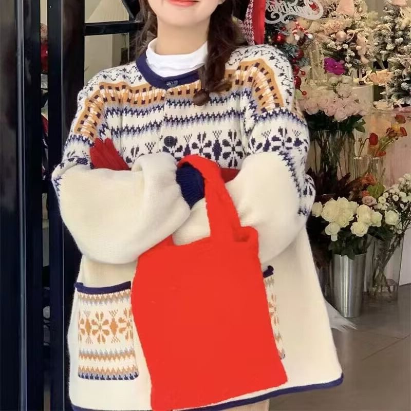 Cardigan Button-Up Crewneck Pattern