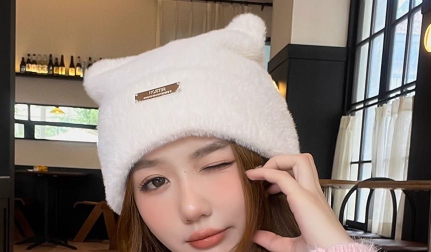 Ear Metal Hat Cat Plate Chenille