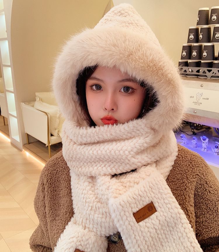 Mittens with Scarf Hooded Chenille