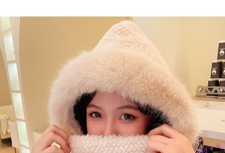 Mittens with Scarf Hooded Chenille