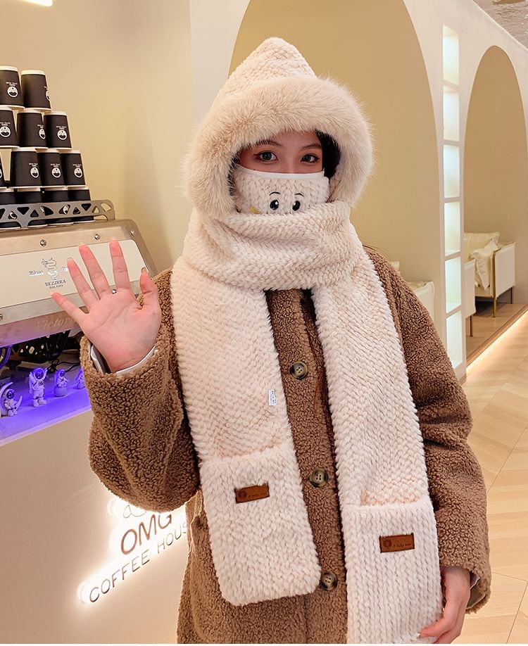 Mittens with Scarf Hooded Chenille