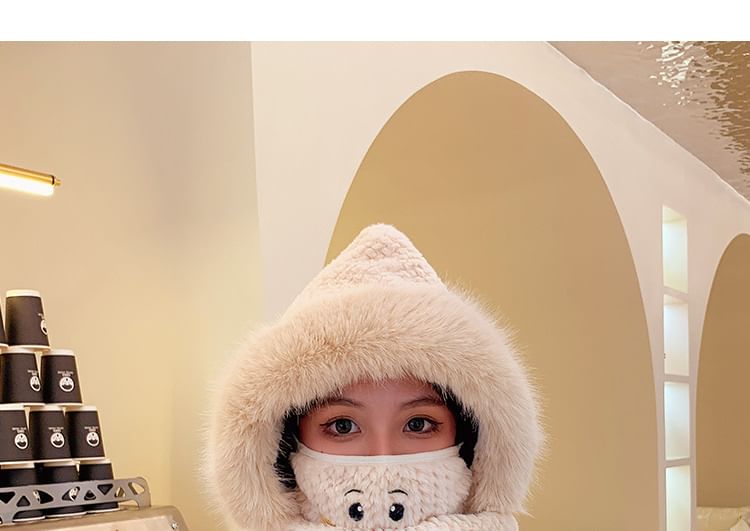 Mittens with Scarf Hooded Chenille