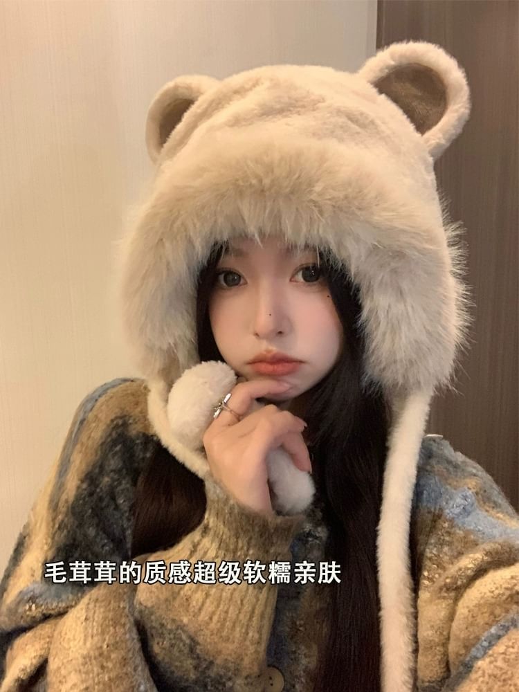 Bear Chenille Trapper Hat Ear