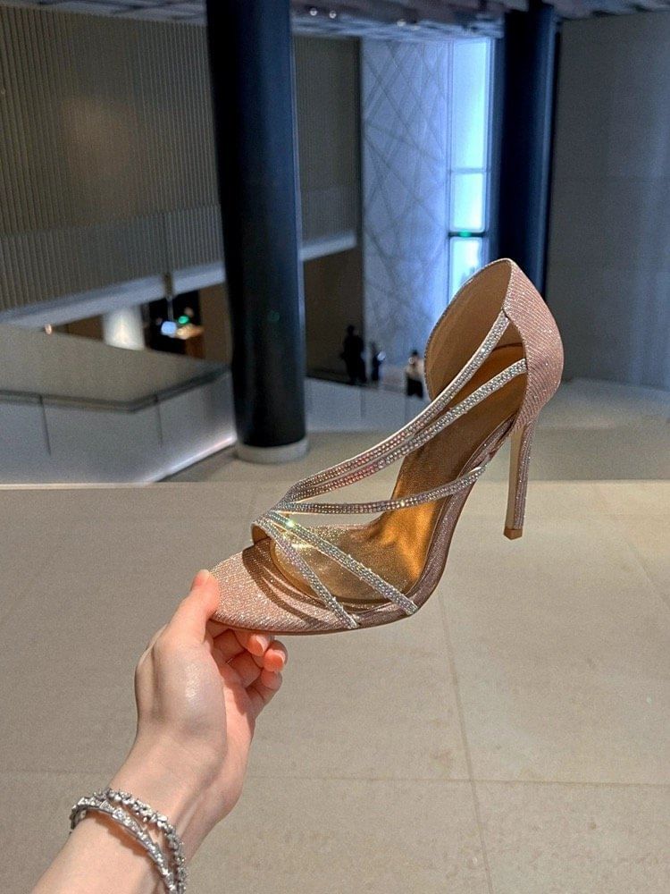 High Rhinestone Pumps Heel