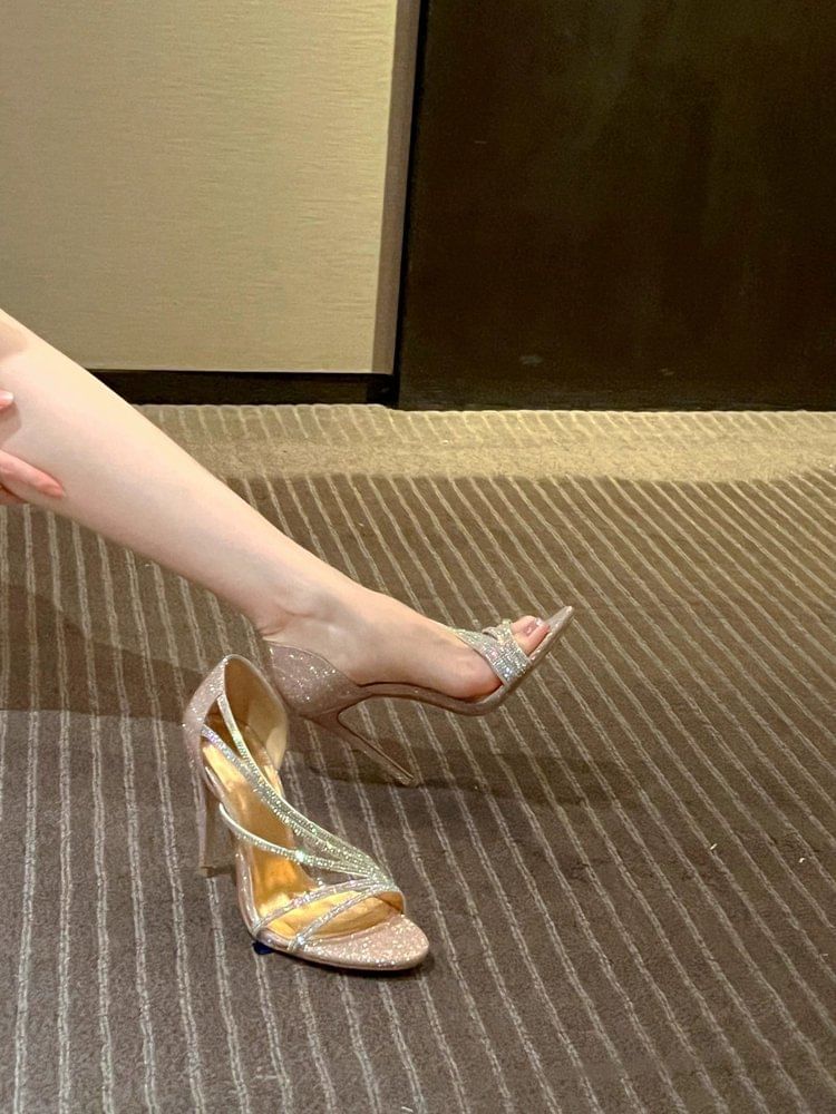 High Rhinestone Pumps Heel