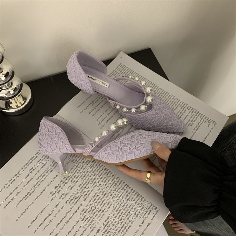 Pumps Heel Pearl High Faux