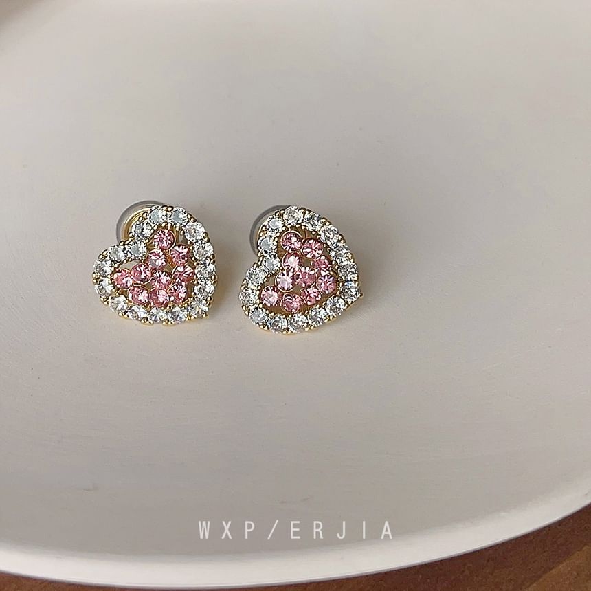 Heart Rhinestone Ear Alloy Cuff