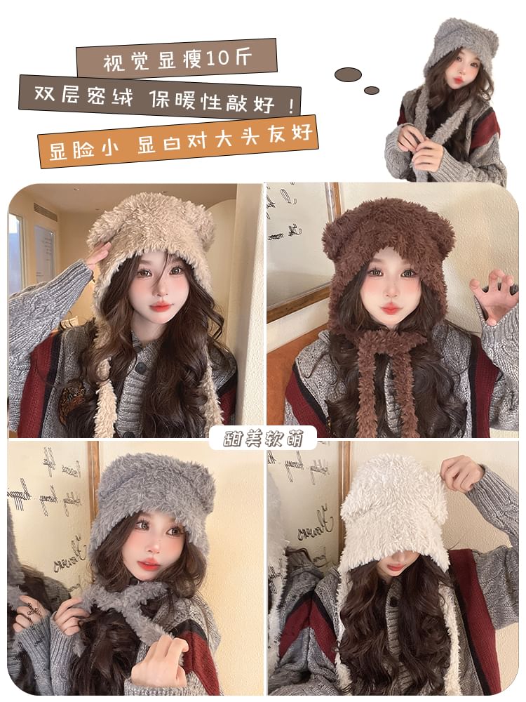 Hat Earflap Bear Fluffy Ear
