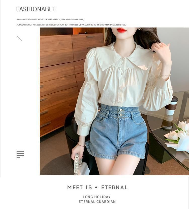 Long-Sleeve Blouse Plain