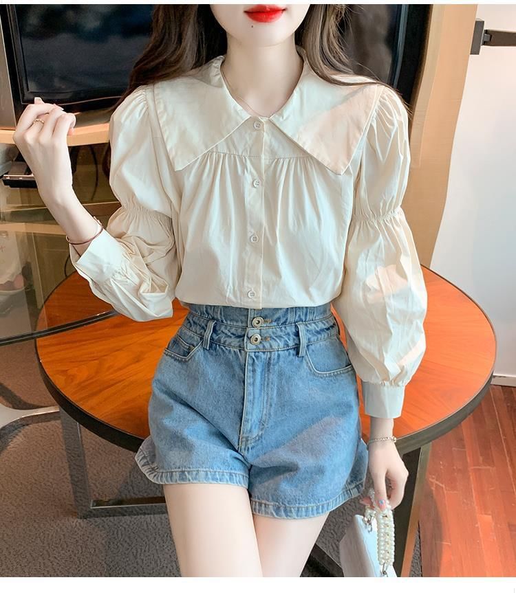 Long-Sleeve Blouse Plain