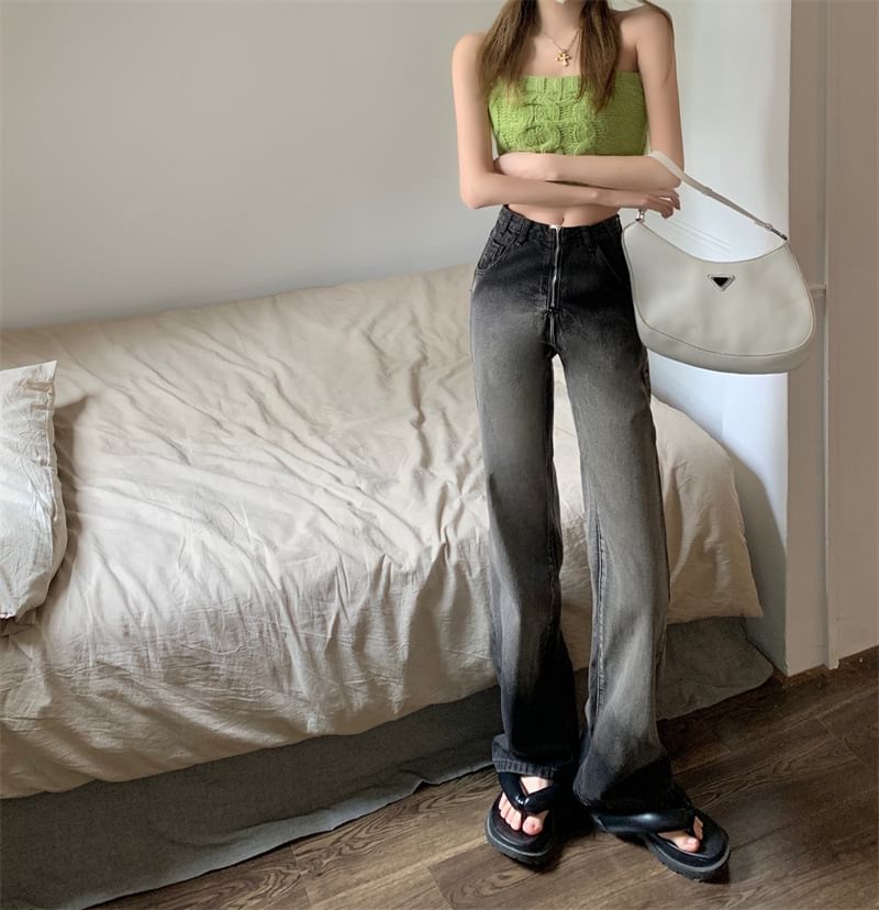 Jeans Waist Loose Gradient Fit Washed High