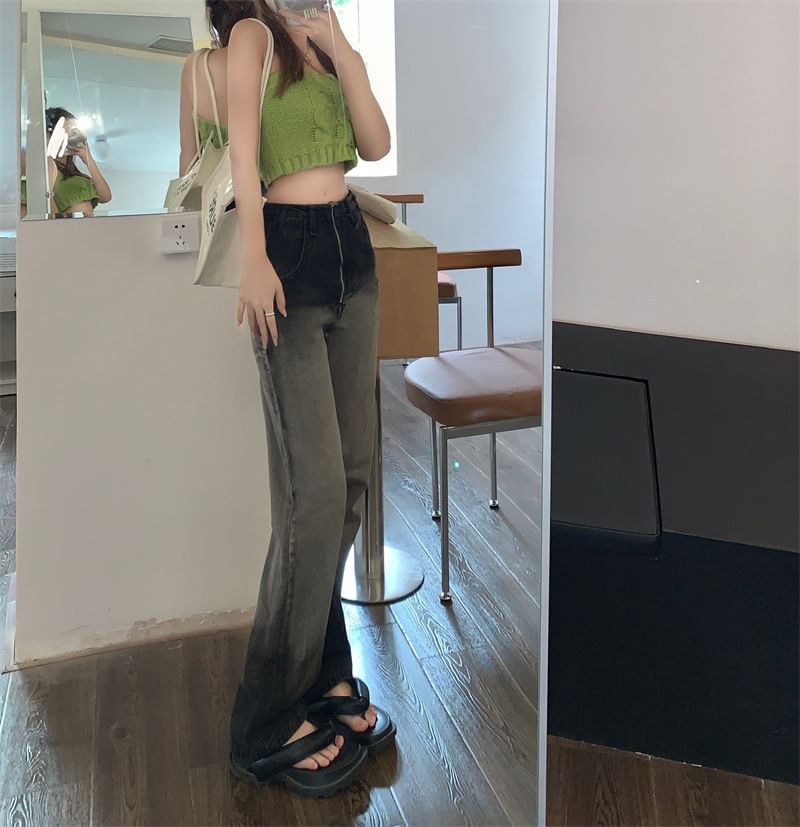 Jeans Waist Loose Gradient Fit Washed High