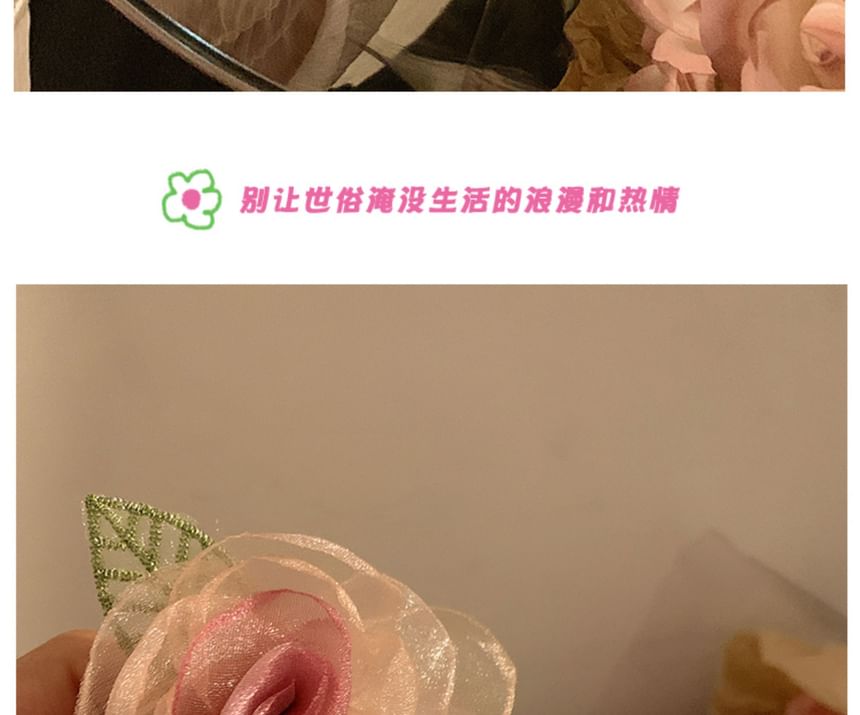 Mesh Designs) Scrunchie Hair (Various Tie Clip Pearl / Faux Rose