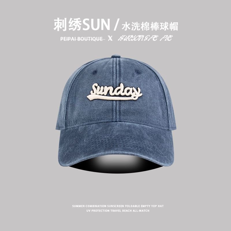 Embroidered Letter Cap Washed