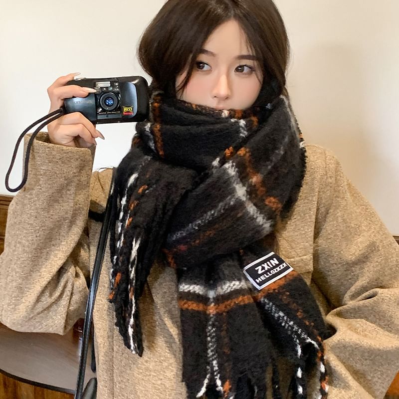 Tasseled Plaid Scarf
