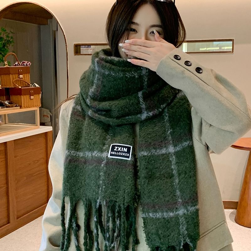 Tasseled Plaid Scarf