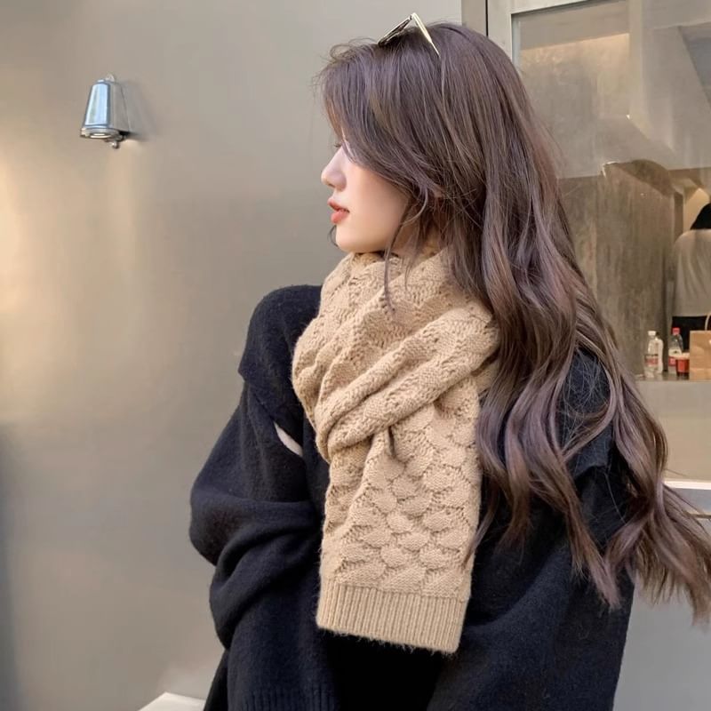 Pointelle Knit Scarf Plain