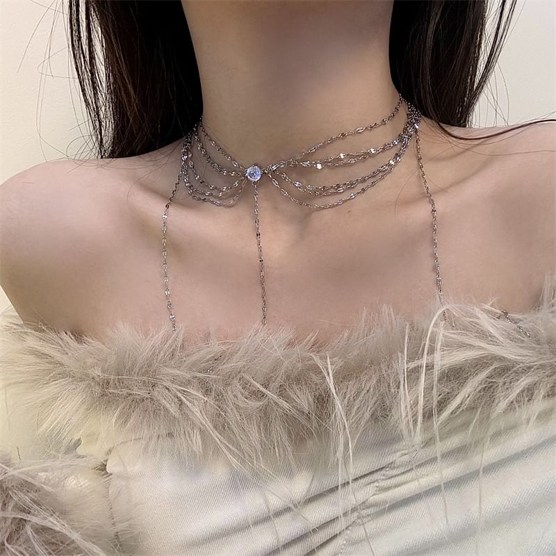 Rhinestone Choker Layered