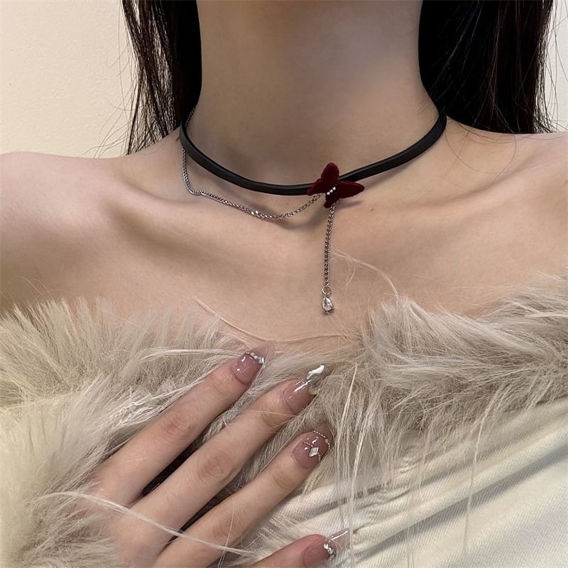 Velvet Choker Butterfly
