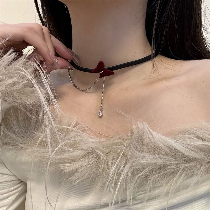 Velvet Choker Butterfly