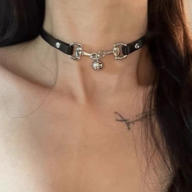 Bell Faux Leather Choker