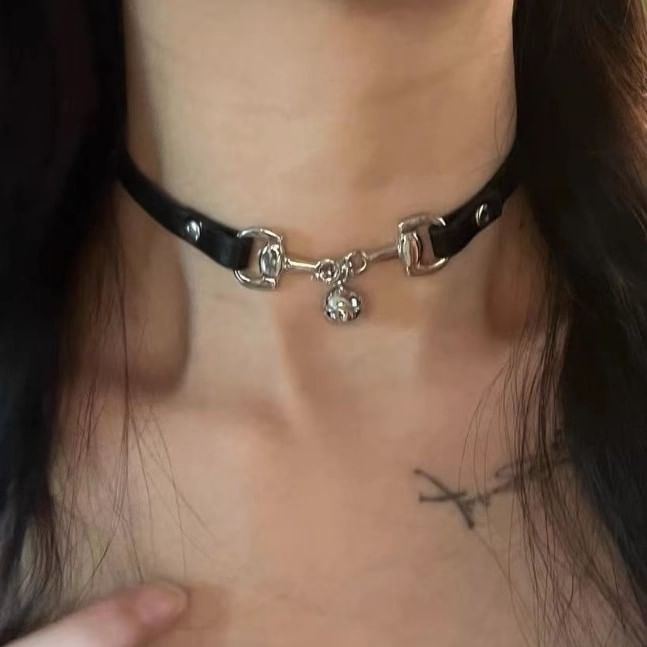 Bell Faux Leather Choker