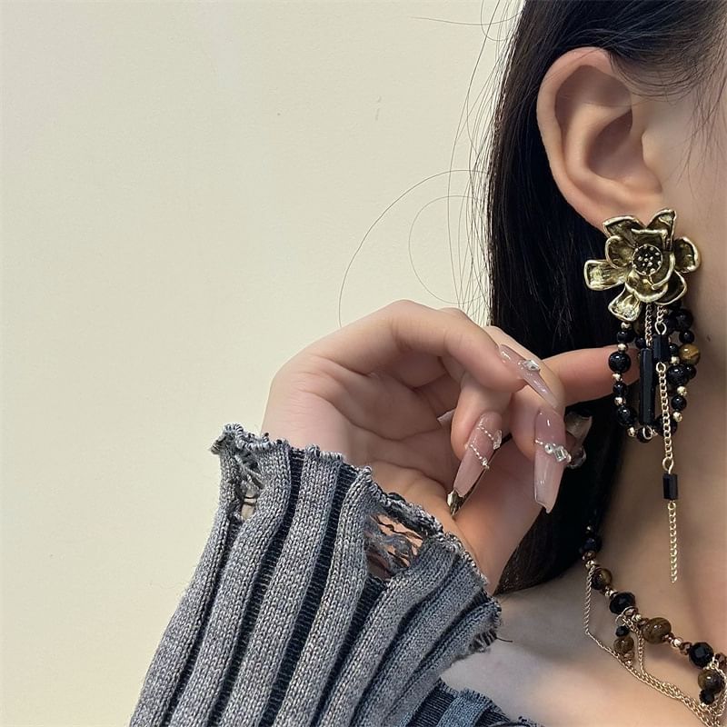 Beaded Floral Earring Drop