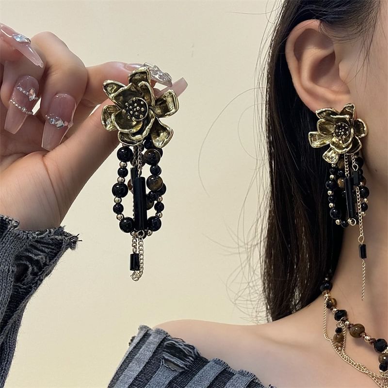 Beaded Floral Earring Drop