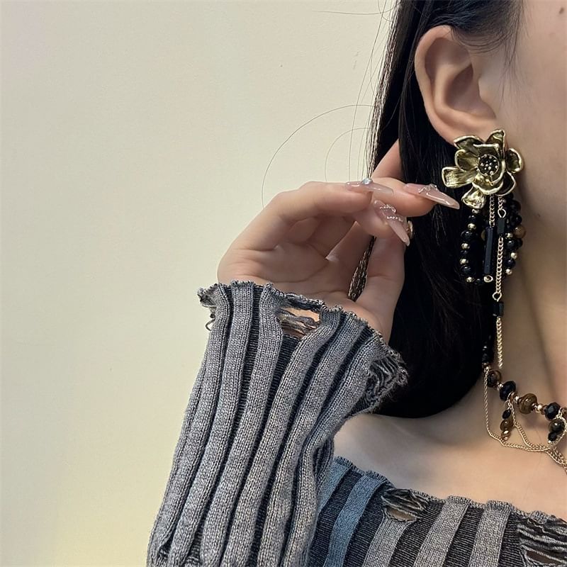 Beaded Floral Earring Drop