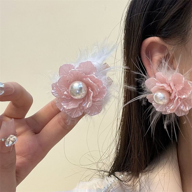 Drop Floral Frayed Earring