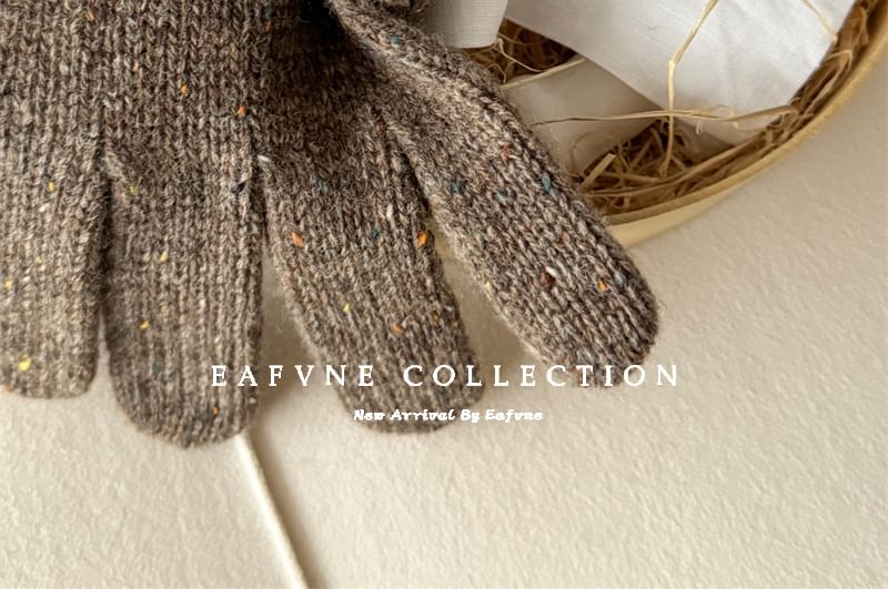 Applique Knit Wool Lettering Gloves Touchscreen