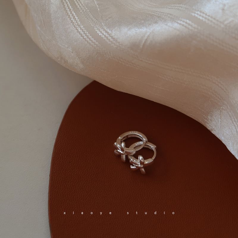 Sterling Silver Earring Huggie Bow