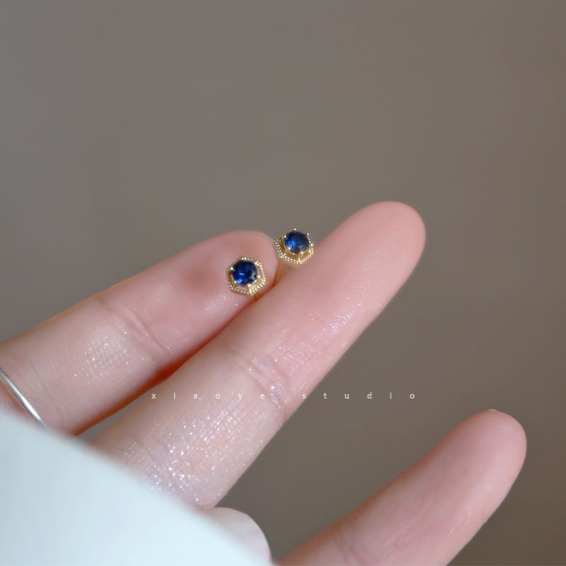 Stud Rhinestone Earring Silver Sterling