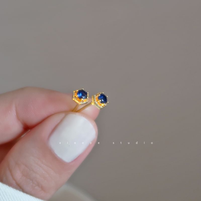 Stud Rhinestone Earring Silver Sterling