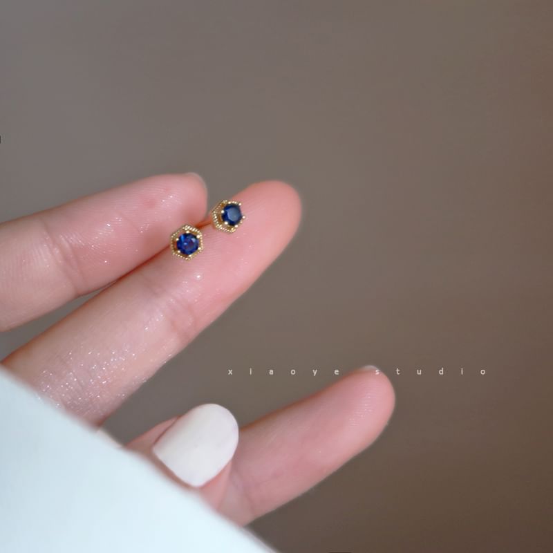 Stud Rhinestone Earring Silver Sterling