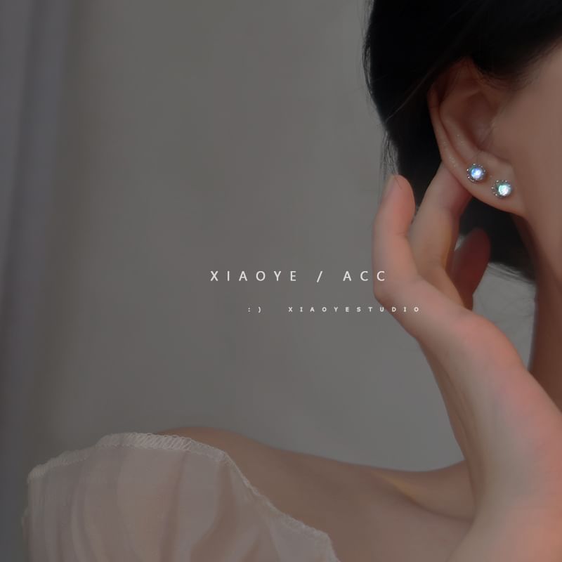 Silver Stud Sterling Earring Faux Gemstone