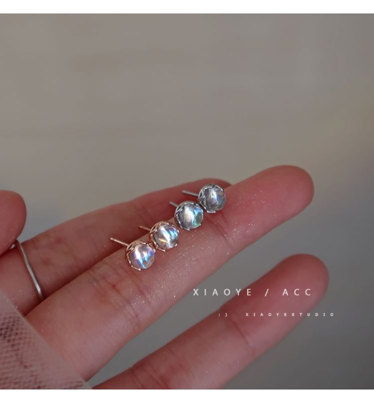 Silver Stud Sterling Earring Faux Gemstone