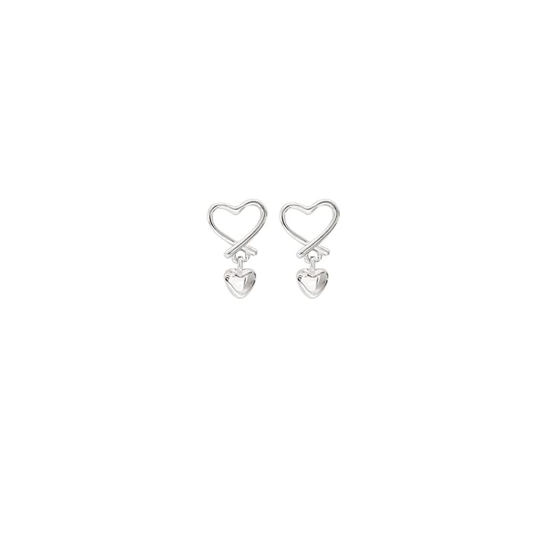 Sterling Heart Drop Earring Silver