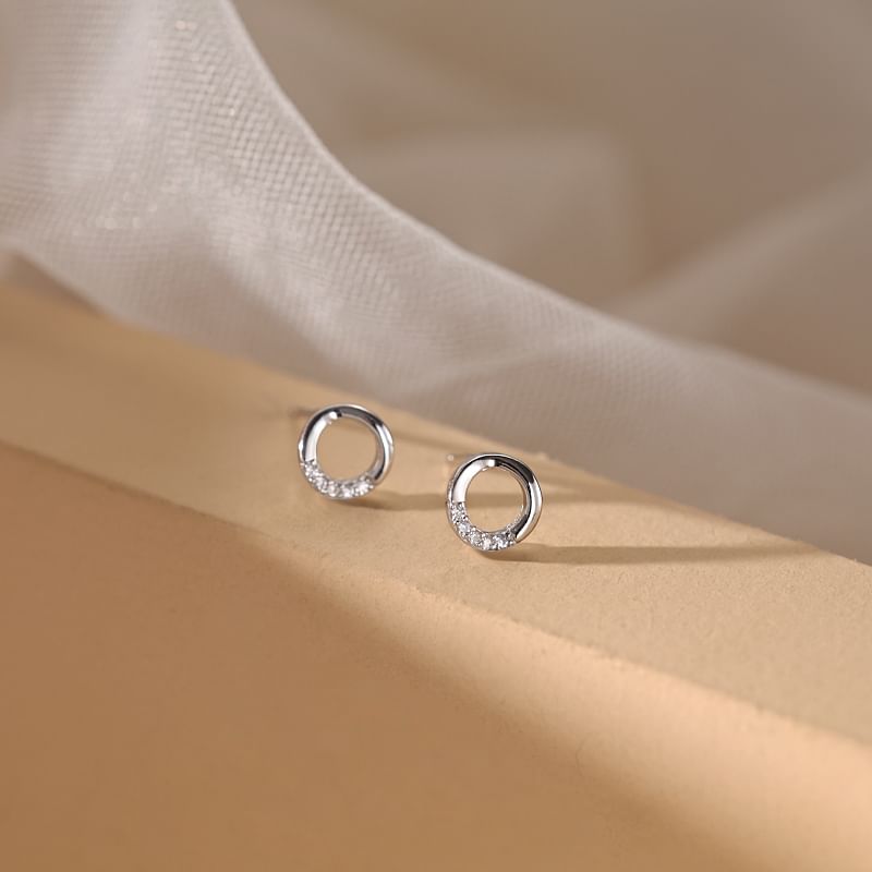 (Various Sterling Geometric Rhinestone Stud Silver Designs) Earring