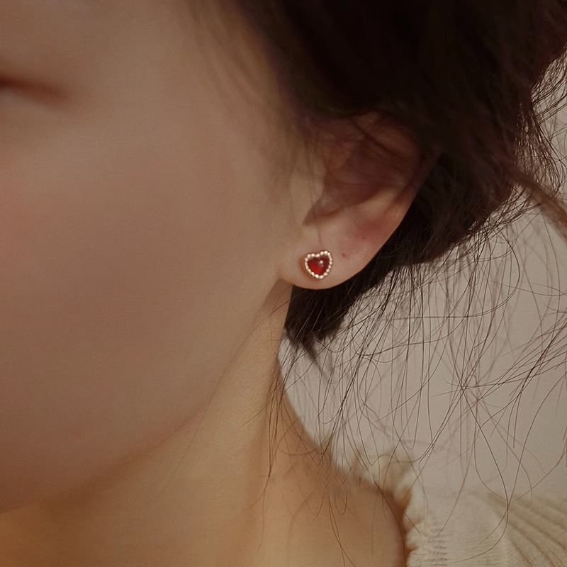 Silver Sterling Stud Heart Earring