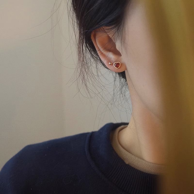 Silver Sterling Stud Heart Earring