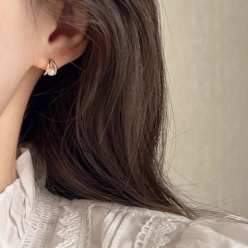 Sterling Faux Stud Silver Earring Pearl