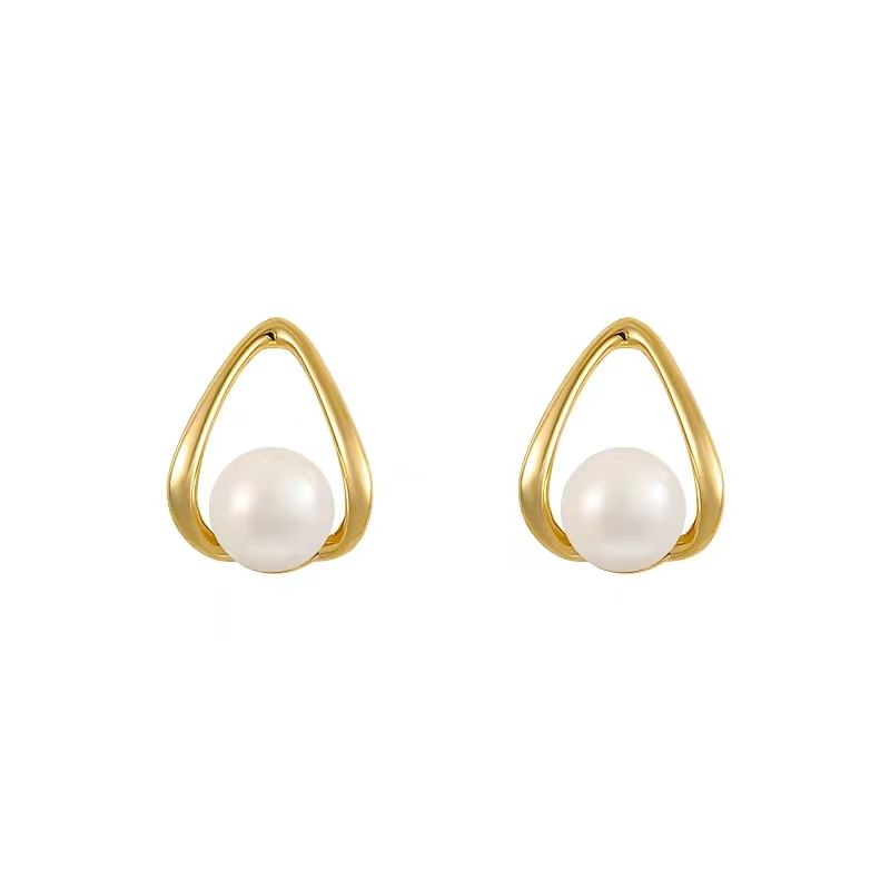 Sterling Faux Stud Silver Earring Pearl