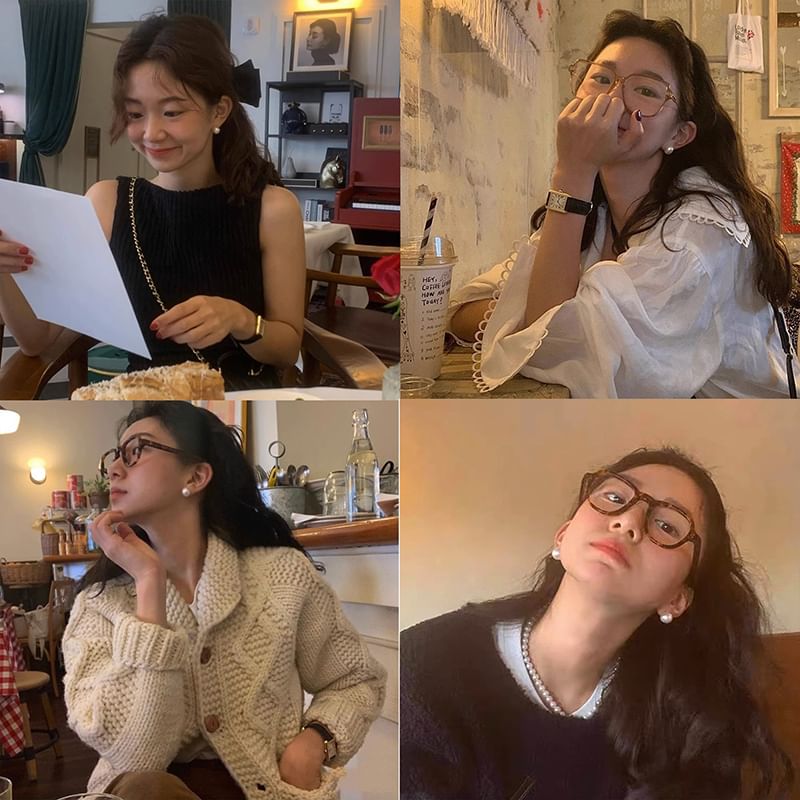 Silver Sterling Stud Earring Pearl Faux